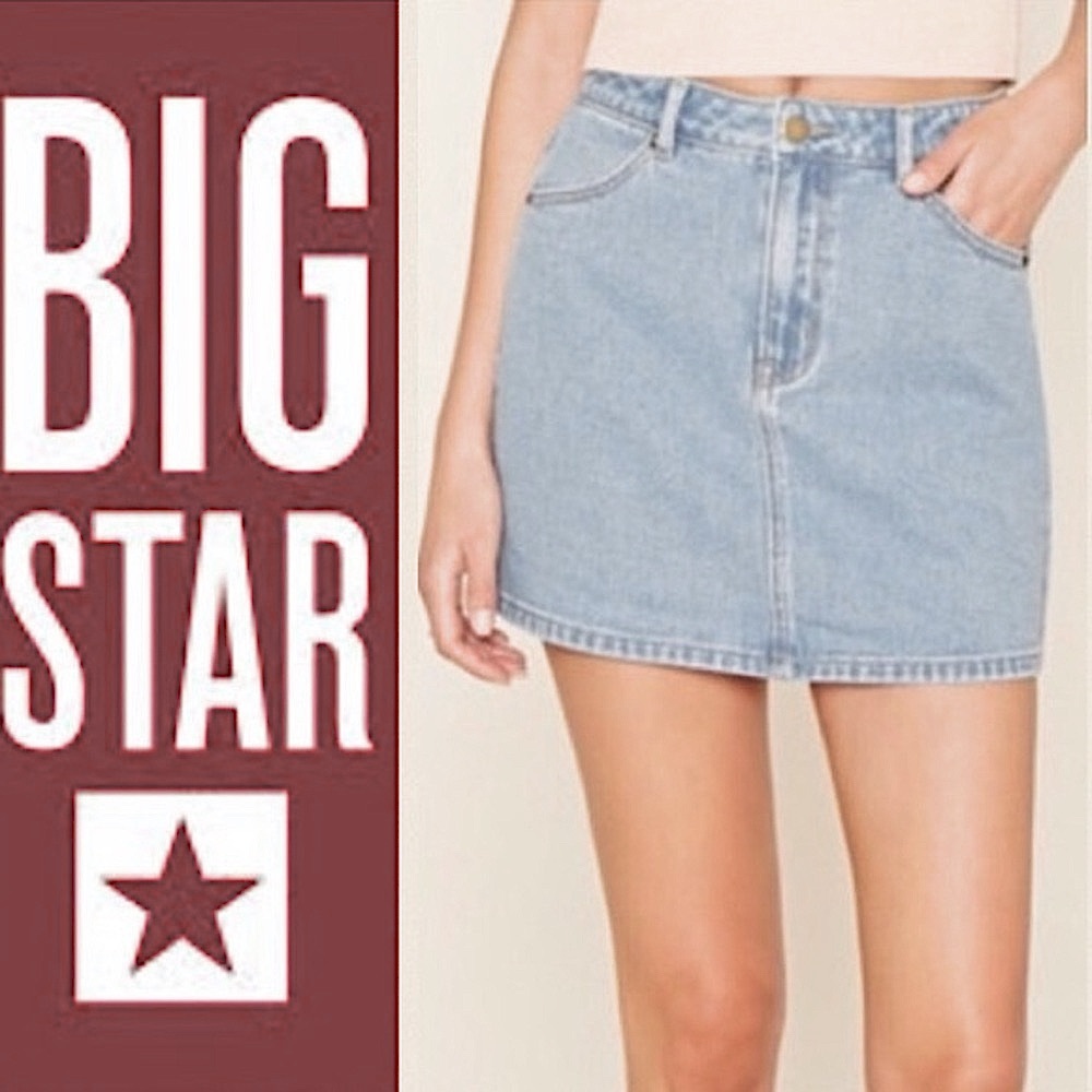 NWT Big Star | Women's medium blue denim Kara Pencil jean skirt, back slit sz 25